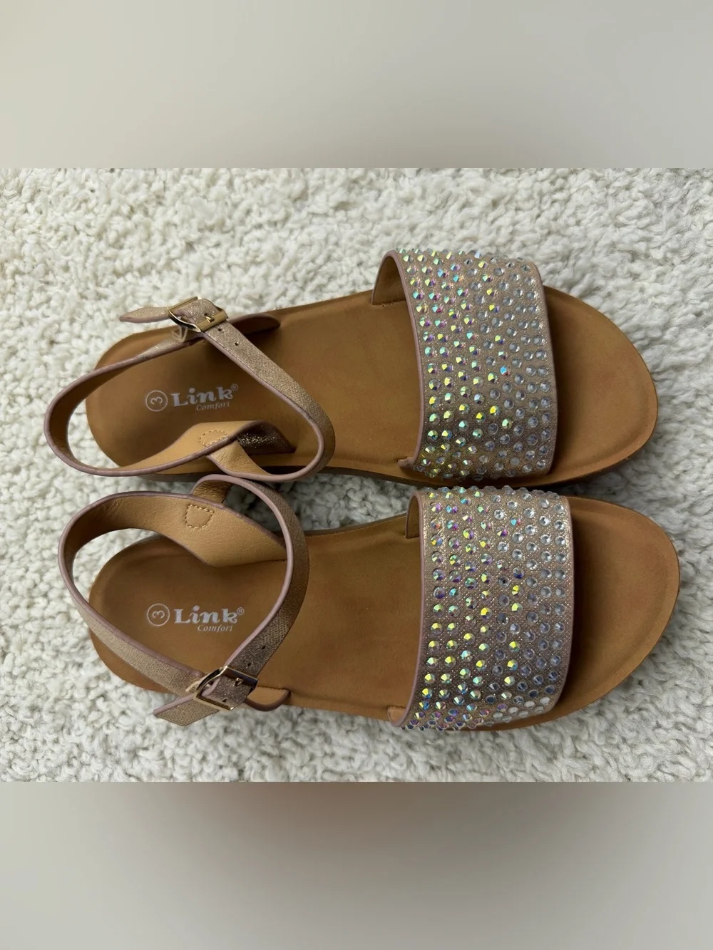 Crystal Embellished Girls' Sandals Sz 3